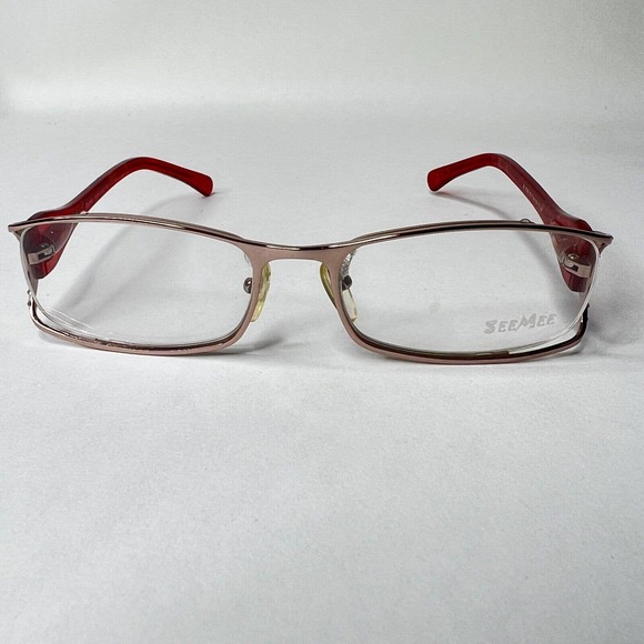 SEEMEE G1038 Full Rim Rectangular Metal Eyeglasses Frames Pink 55-14 H3785 - Picture 1 of 7